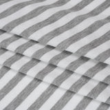 Cotton and Polyester 1x1 Rib Knit - Heathered Gray and White Stripes - Deadstock