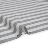 Cotton and Polyester 1x1 Rib Knit - Heathered Gray and White Stripes - Deadstock