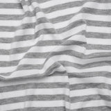 Cotton and Polyester 1x1 Rib Knit - Heathered Gray and White Stripes - Deadstock