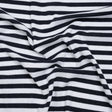 Cotton and Polyester 1x1 Rib Knit - Navy Blue and White Stripes - Deadstock