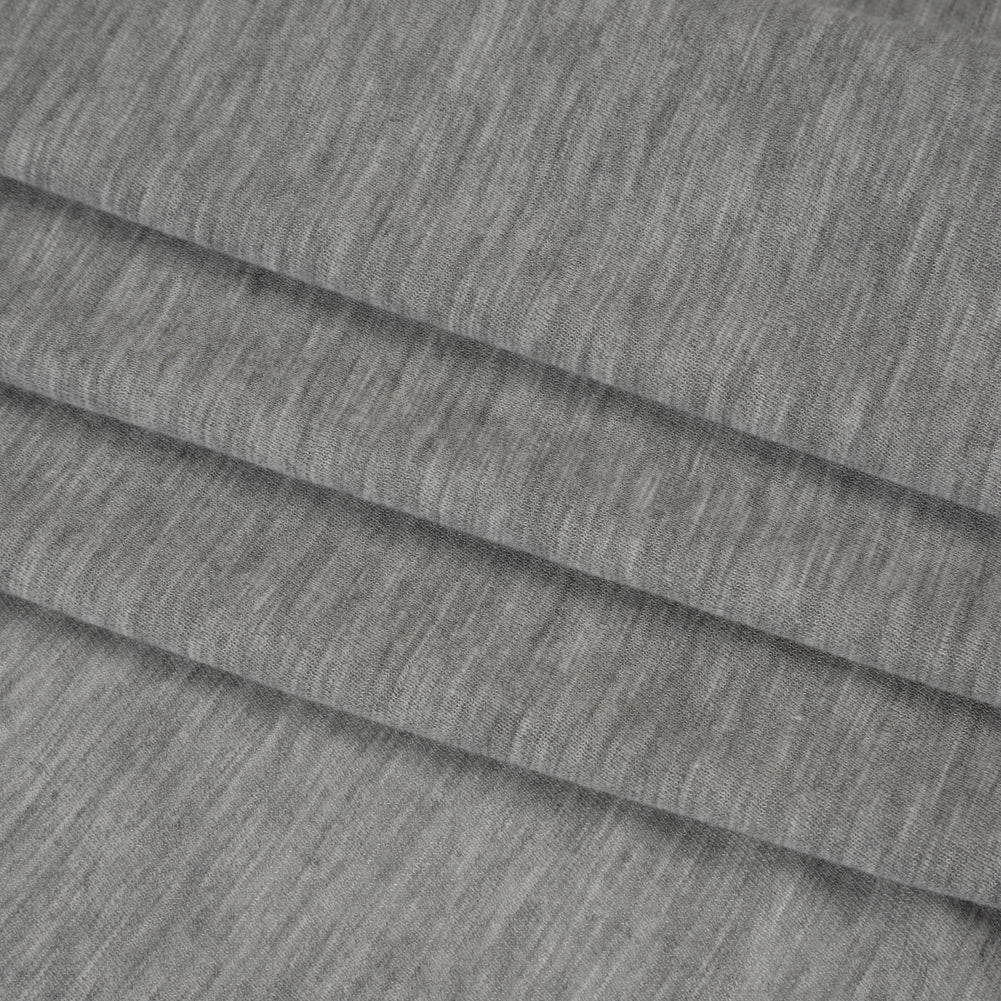Lightweight Modal, Polyester and Cotton Jersey - Heathered Light Gray - Deadstock