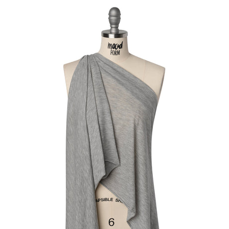 Lightweight Modal, Polyester and Cotton Jersey - Heathered Light Gray - Deadstock