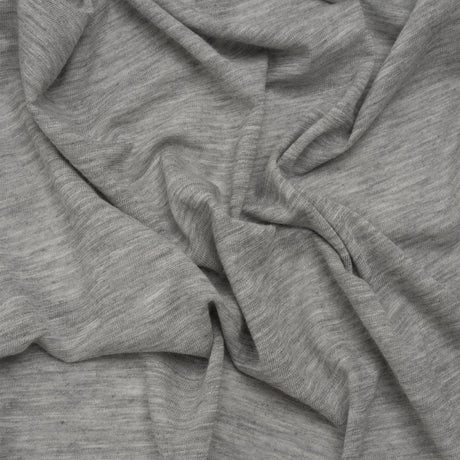 Lightweight Modal, Polyester and Cotton Jersey - Heathered Light Gray - Deadstock