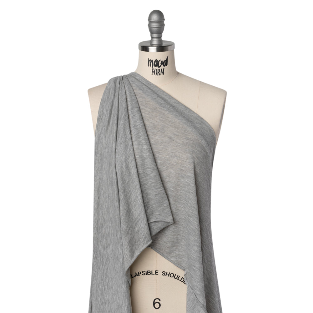 Lightweight Modal, Polyester and Cotton Jersey - Heathered Gray - Deadstock