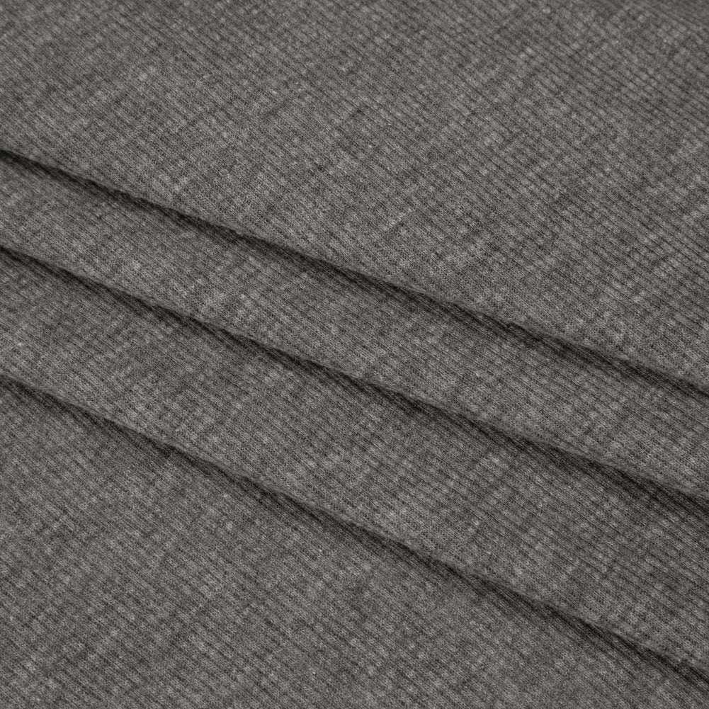 Cotton and Polyester 2x2 Rib Knit - Dark Heathered Gray - Deadstock