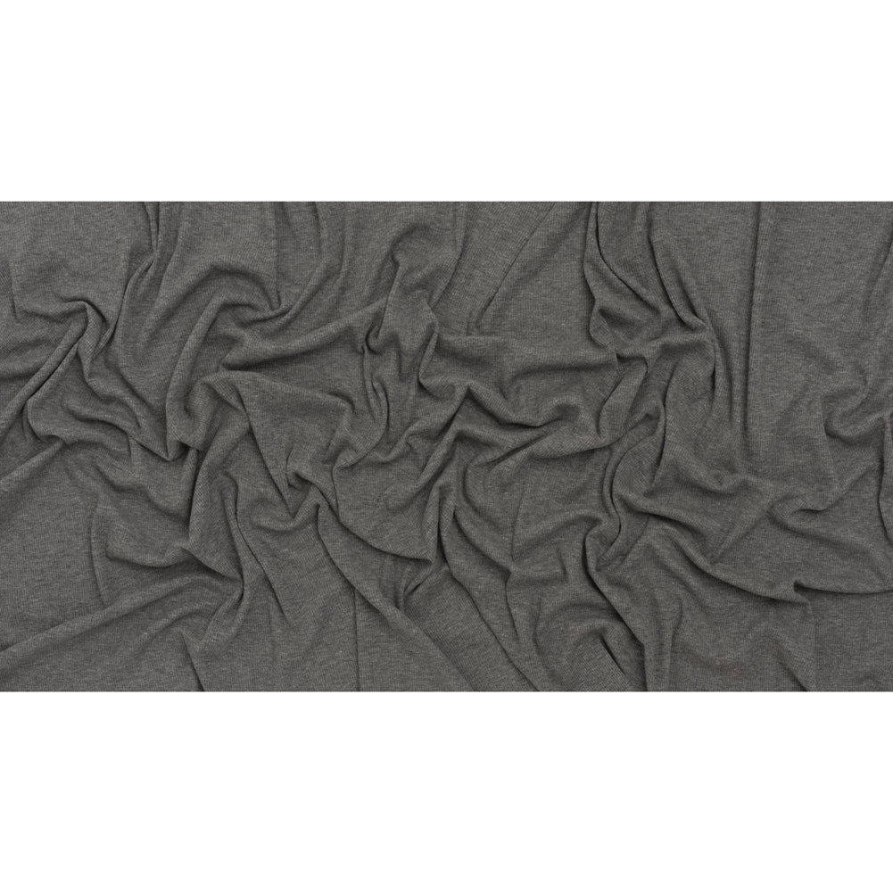 Cotton and Polyester 2x2 Rib Knit - Dark Heathered Gray - Deadstock