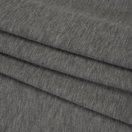 Lightweight Polyester and Cotton Jersey - Heathered Dark Gray - Deadstock
