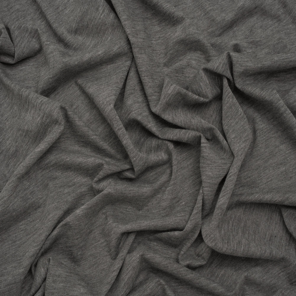 Lightweight Polyester and Cotton Jersey - Heathered Dark Gray - Deadstock