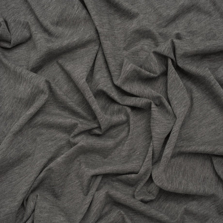 Lightweight Polyester and Cotton Jersey - Heathered Dark Gray - Deadstock