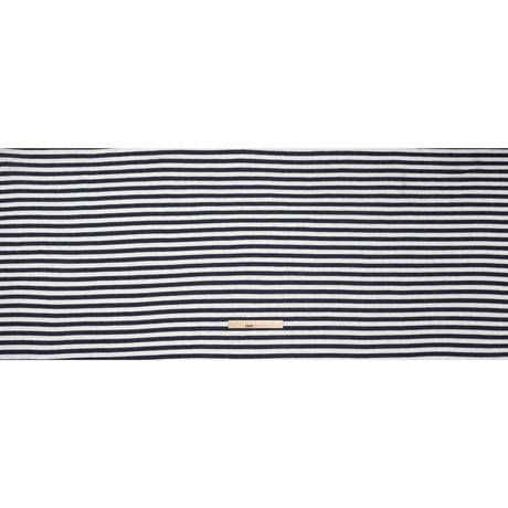Lightweight Cotton and Polyester Jersey - Navy Blue and White Stripes - Deadstock