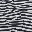 Lightweight Cotton and Polyester Jersey - Navy Blue and White Stripes - Deadstock