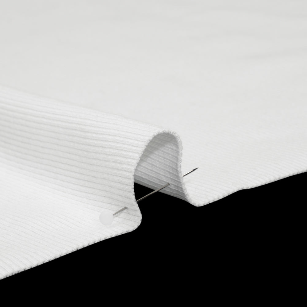 Stretch Cotton 2x2 Rib Knit - White PFD - Deadstock
