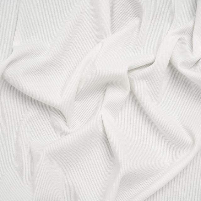 Stretch Cotton 2x2 Rib Knit - White PFD - Deadstock