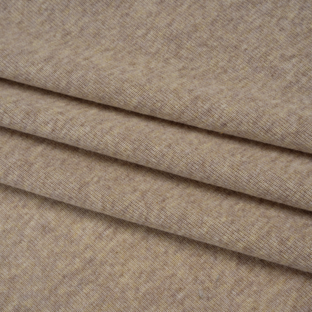 Lightweight Polyester 1x1 Rib Knit - Oatmeal - Deadstock