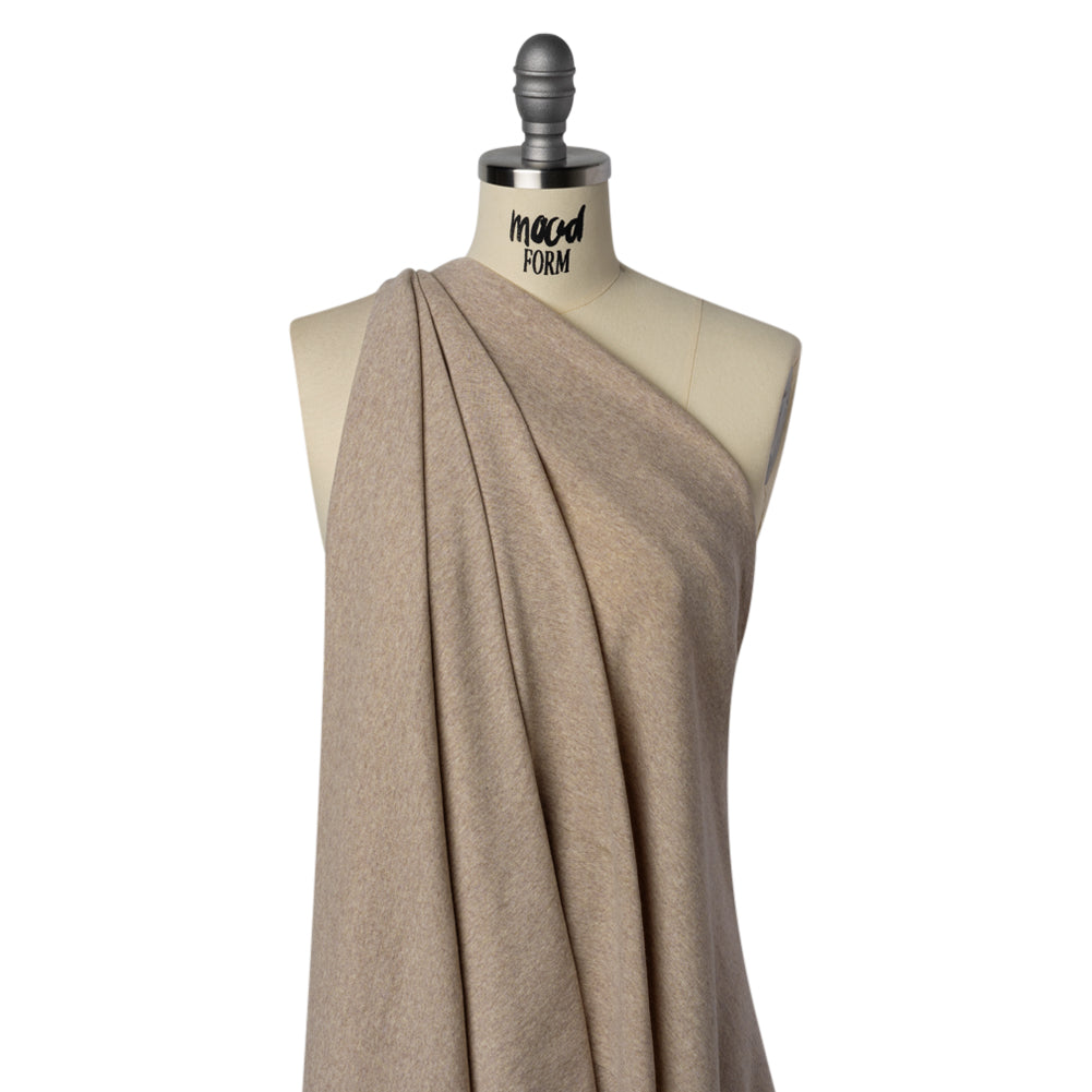 Lightweight Polyester 1x1 Rib Knit - Oatmeal - Deadstock