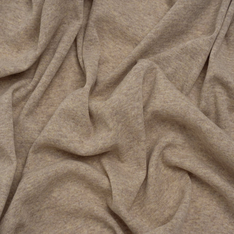 Lightweight Polyester 1x1 Rib Knit - Oatmeal - Deadstock