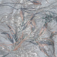 Metallic Foiled Plisse Lace with Embroidery and Beading on Tulle Backing - Light Blue, Silver, and Pale Pink Flowering Branches