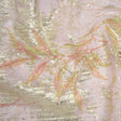 Metallic Foiled Plisse Lace with Embroidery and Beading on Tulle Backing - Light Pink and Gold Flowering Branches