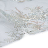 Embroidered and Beaded Tulle Panel with 3D Fabric Flowers - Light Blue, Seafoam and Silver Roses