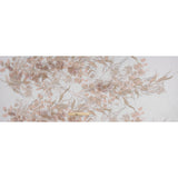 Embroidered and Beaded Tulle with 3D Fabric Flowers - Dark Beige, Pink and Pale Blue Fanciful Leaves and Florals