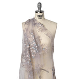 Embroidered and Beaded Tulle with 3D Satin Flowers - Lilac, Cream and Light Blue Floral Sprigs