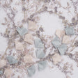 Embroidered and Beaded Tulle with 3D Satin Flowers - Lilac, Cream and Light Blue Floral Sprigs