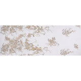 Embroidered and Beaded Tulle with 3D Satin Flowers - Taupe, Lemon and White Flowering Branches