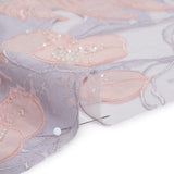 Beaded and Embroidered Tulle with Burnout Fabric Appliques - Mauve, Lilac, and Baby Pink Tropical Garden