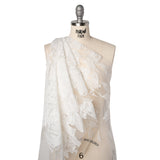 Beaded and Embroidered Tulle with Burnout Fabric Appliques - Off White Tropical Garden