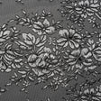 Corded Embroidered Tulle Lace with Scalloped Borders - Black and White Floral