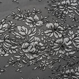 Corded Embroidered Tulle Lace with Scalloped Borders - Black and White Floral