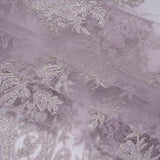 Corded Embroidered Tulle Lace with Scalloped Borders - Lilac and Silver Floral