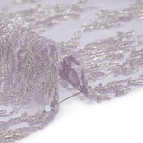Corded Embroidered Tulle Lace with Scalloped Borders - Lilac and Silver Floral