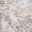 Beaded and Embroidered Tulle with 3D Appliques - Light Gray and Pink Floral Reflections