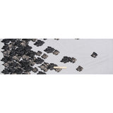 Embroidered and Beaded 3D Applique Tulle - Black, Silver and Navy Blue Luminous Leaves