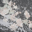 Embroidered Abstract Flocked Tulle with Baby Sequins - Off White, Pale Pink and Mint Floral