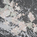 Embroidered Abstract Flocked Tulle with Baby Sequins - Off White, Pale Pink and Mint Floral