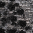Foiled Plisse Lace with Beaded and Embroidered 3D Fabric Flowers and Leaves - Black and Silver Floral
