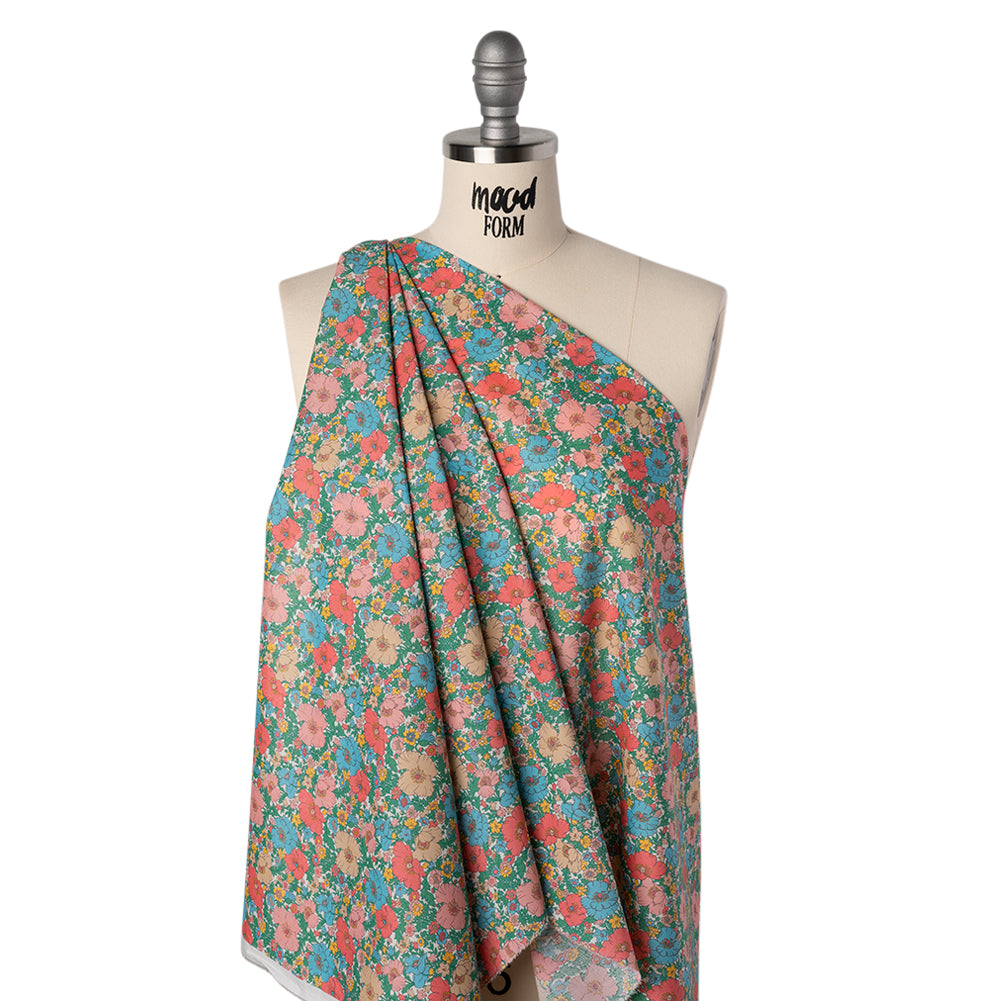 Liberty Fabrics Tana Lawn® - Meadow Song Green - Pink, Blue and Green Flower Field