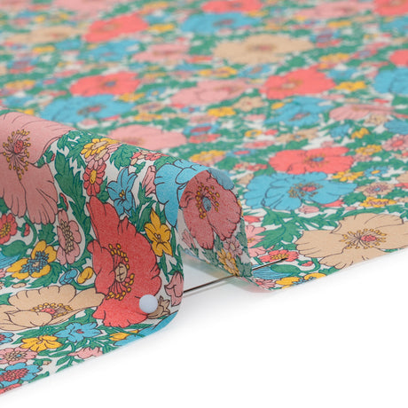 Liberty Fabrics Tana Lawn® - Meadow Song Green - Pink, Blue and Green Flower Field