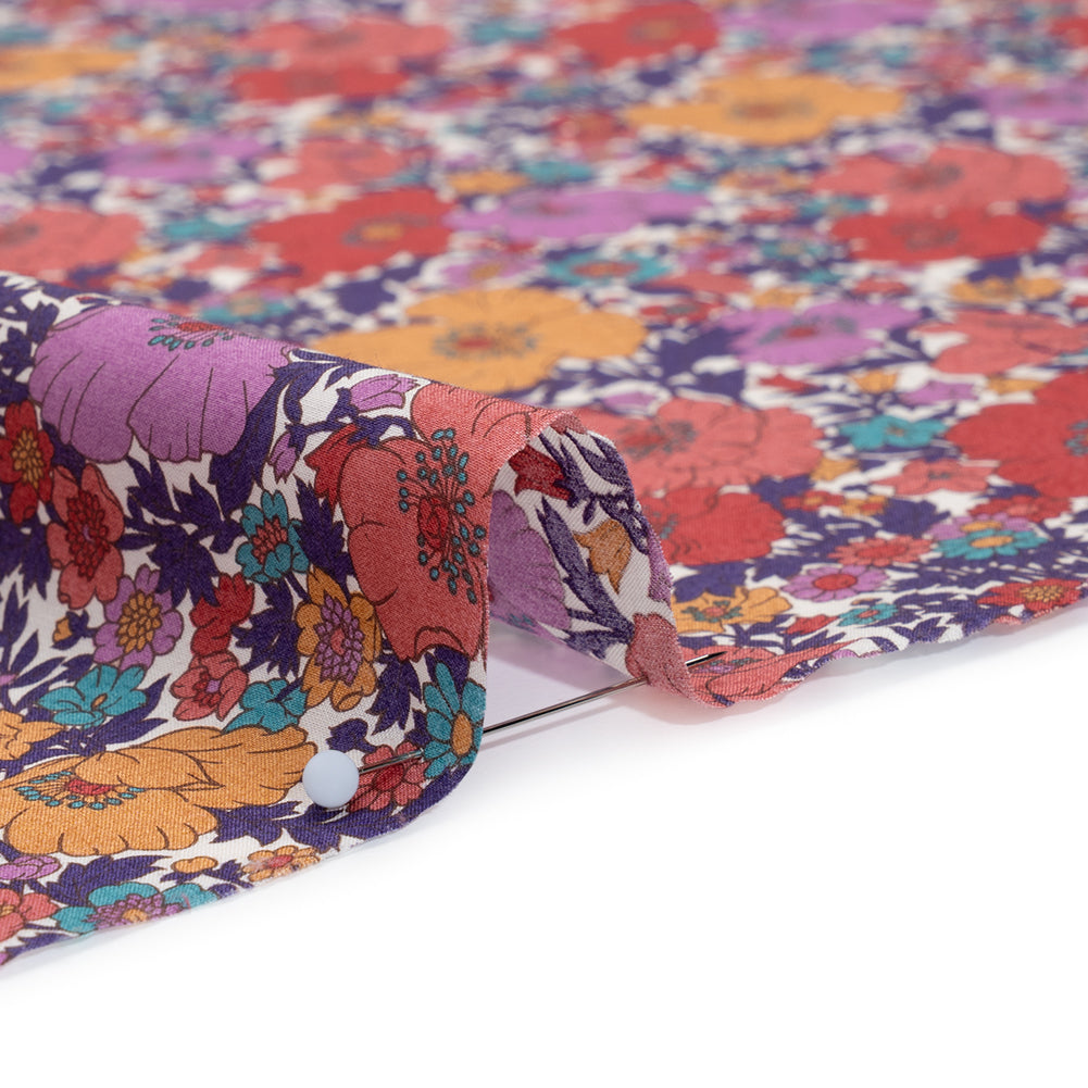 Liberty Fabrics Tana Lawn® - Meadow Song Purple - Golden Yellow, Red and Purple Flower Field