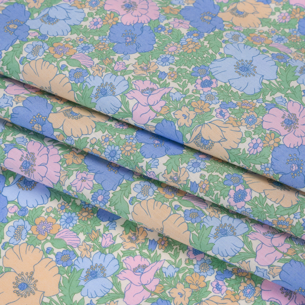 Liberty Fabrics Tana Lawn® - Meadow Song Multi Pastel - Light Blue, Baby Pink and Soft Green Flower Field