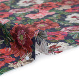 Liberty Fabrics Tana Lawn® - Poppy Amelie Dark Blue - Red, Green and Navy Poppy Flower Field