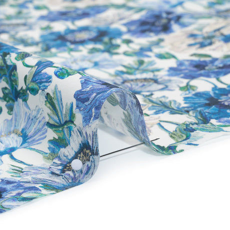Liberty Fabrics Tana Lawn® - Poppy Amelie Blue - Sky, Cobalt Blue and Green Poppy Flower Field