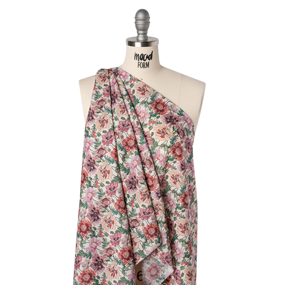 Liberty Fabrics Tana Lawn® - Poppy Amelie Pink - Red, Pink and Green Poppy Flower Field