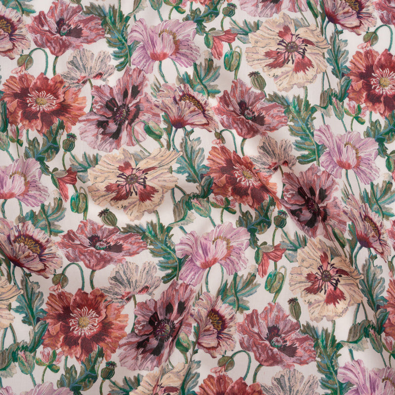 Liberty Fabrics Tana Lawn® - Poppy Amelie Pink - Red, Pink and Green Poppy Flower Field