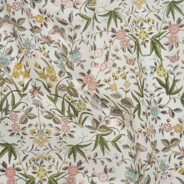 Liberty Fabrics Tana Lawn® - Tapestry Multi Pastel - Light Pink, Green and Yellow Floral and Butterflies