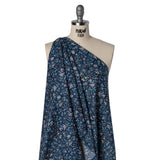 Liberty Fabrics Tana Lawn® - Tapestry Dark Blue - Navy, Sky Blue and Light Yellow Floral and Butterflies