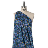 Liberty Fabrics Tana Lawn® - Betsy Meadow Dark Blue - Blue, Periwinkle and Yellow Illustrated Floral