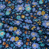 Liberty Fabrics Tana Lawn® - Betsy Meadow Dark Blue - Blue, Periwinkle and Yellow Illustrated Floral